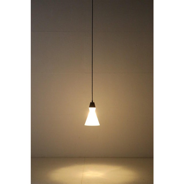 Mid-Century Modern Danish Glass and Teak Pendant Lamp, 1960s For Sale - Image 12 of 13