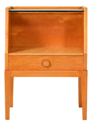 Vintage Scandinavian Bedside Table in Birch Burl, 1940s