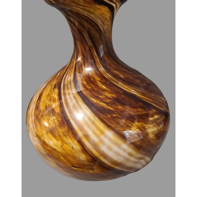 Mid-Century Modern Mid-Century Modern Attributed Murano Style Blown Spiraled Art Glass Earth Colors Vase For Sale - Image 3 of 7