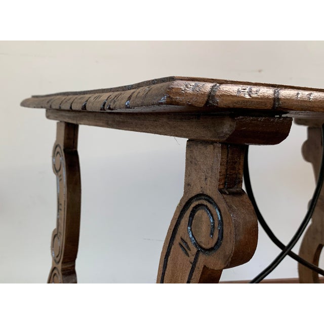 19th Side Table of Chestnut With Carved Lyre Legs, Spanish, 19th Century For Sale - Image 9 of 13