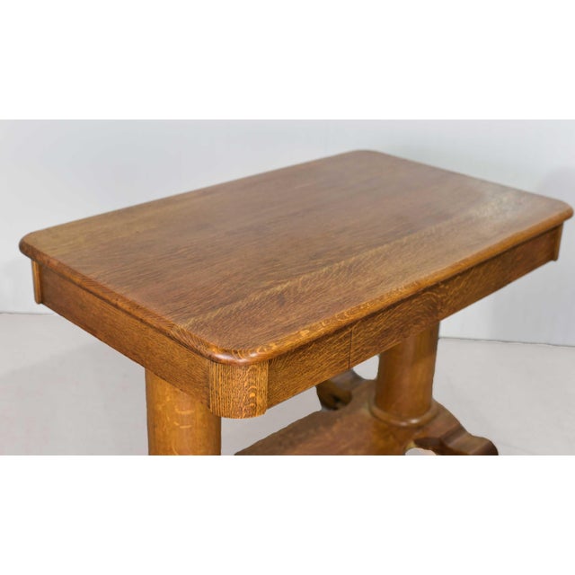 Antique American Arts & Crafts Mission Oak Library Table For Sale - Image 9 of 12