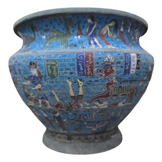 Egyptian Revival Cloisonné Jardinière with Polychrome Decoration, 1900 For Sale