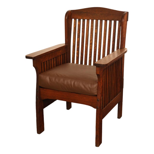Michigan Chair Company Arts And Crafts Oak Armchair For Sale