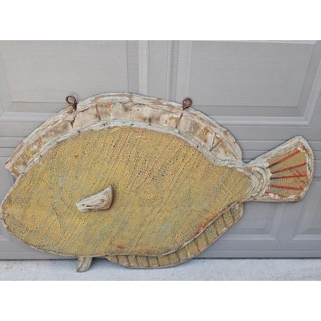 Industrial Antique American North Carolina Coastal Bait Shop Advertising Fish Sign For Sale - Image 3 of 11