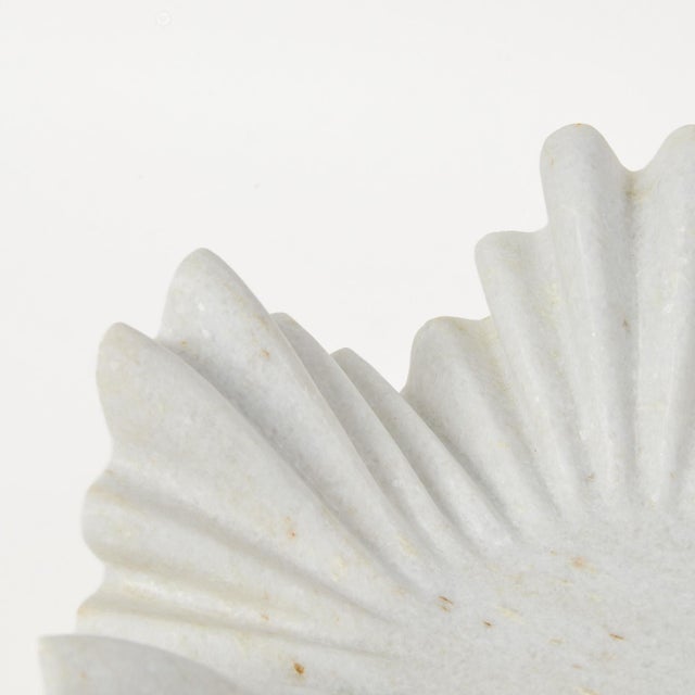 Stone Luxe Carved Marble Ruffle Bowl on Pedestal 12" For Sale - Image 7 of 18