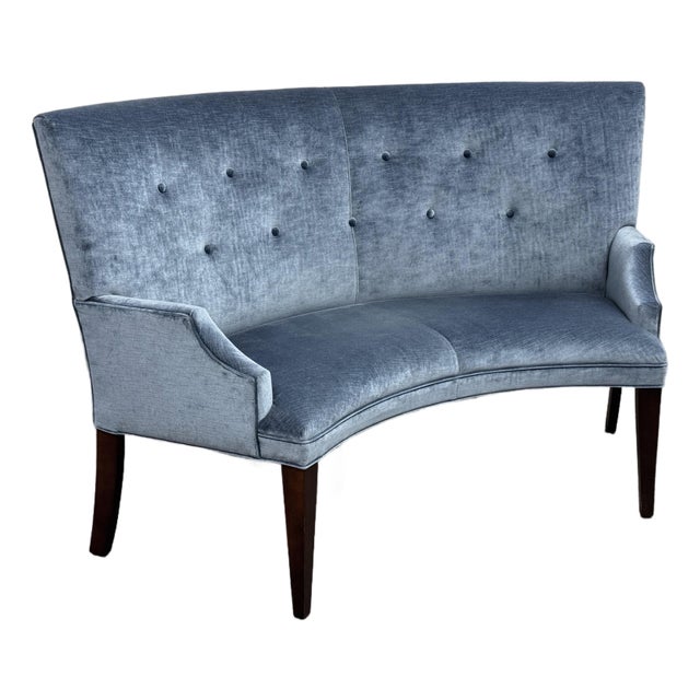 Bespoke Curved Velvet Banquette For Sale