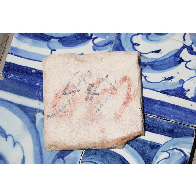 Blue Antique 18th Century Portuguese Blue & White Rococo Scroll Tiles, Baroque Period, Set of 8 For Sale - Image 8 of 8