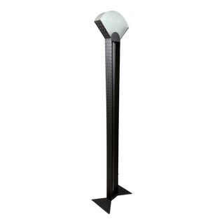 Italian Floor Lamp in Steel Tear Plate and Glass, 1980s For Sale