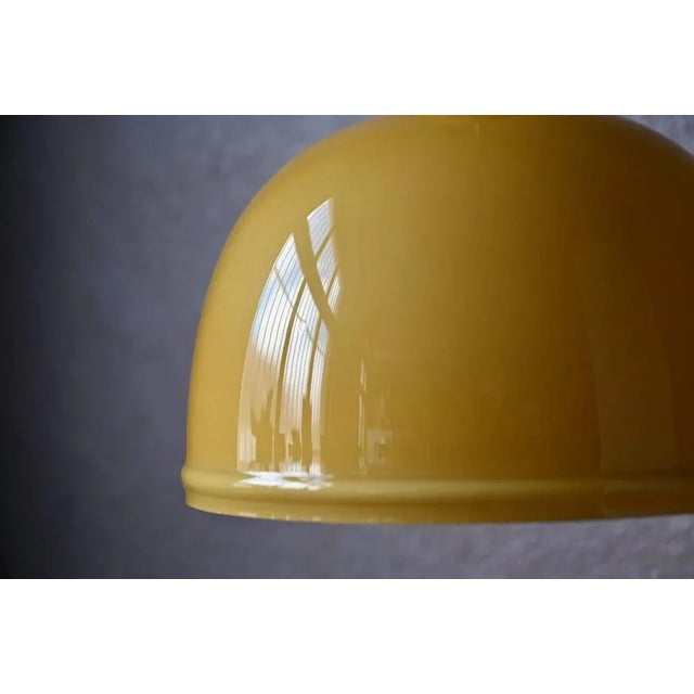 White Scandinavian Yellow Glass and Brass Ceiling Light For Sale - Image 8 of 9