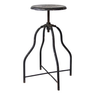 Antique Industrial Adjustable Metal Stool For Sale