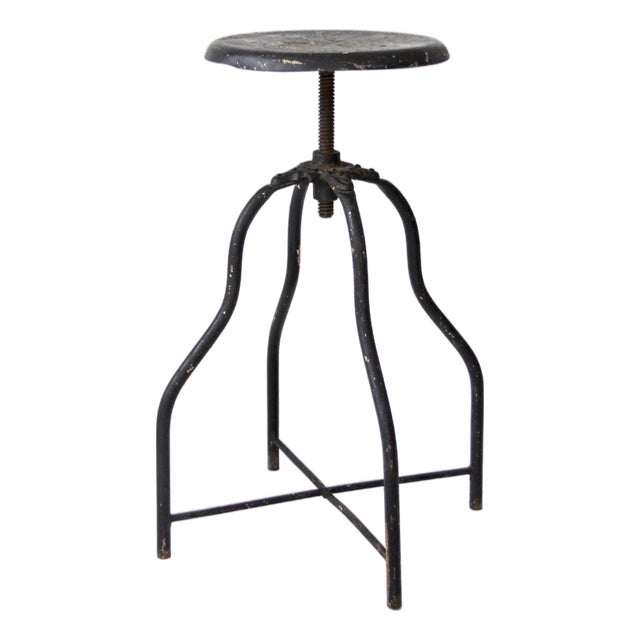 Antique Industrial Adjustable Metal Stool For Sale