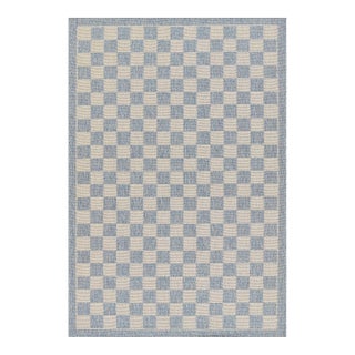 Erin Gates by Momeni Saybrook Check Blue Indoor/Outdoor Area Rug 2'7" X 7'6" Runner For Sale