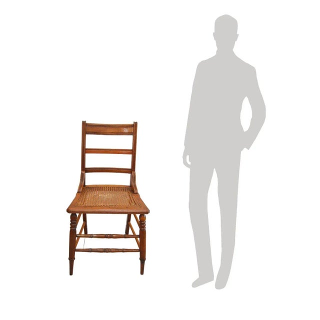 Antique American Classical Walnut Wood Chairs With Caned Seats - Set of 4 For Sale - Image 13 of 14