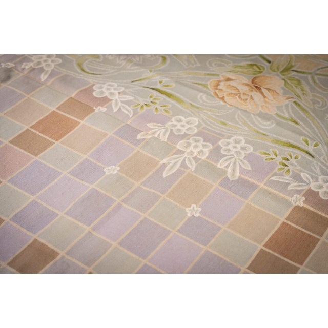Baby Blue 9x12 Vintage Aubusson Flat Weave Wool Rug, Light Blue Art Nouveau Floral For Sale - Image 8 of 15