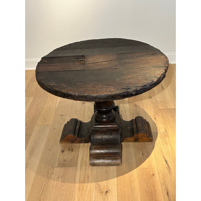 Wood Dos Gallos, Inc. Antique Rustic Wagon Wheel & Custom Cedro Wood Base For Sale - Image 7 of 7