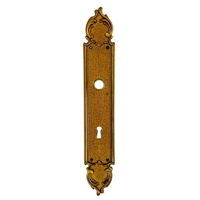 French Provincial French Parisian Louis XV Style Brass Door Backplates / Escutcheons - A Pair For Sale - Image 3 of 8