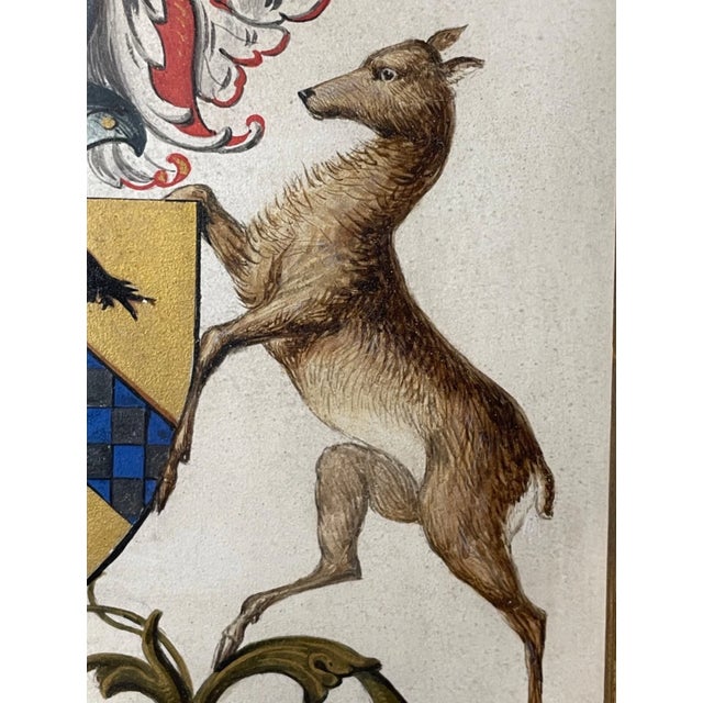 Paper Antique 1700's Sir Patrick Houston Armorial Coat of Arms Heraldic Painting Art For Sale - Image 7 of 15