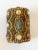 Fantastic vintage jeweled filigree brass over copper treasure trinket box. This sweet box has loads of semi-precious...