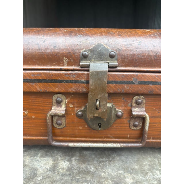 English Antique British Colonial Faux Bois Steel Cabin Trunk, England 1900s For Sale - Image 3 of 7