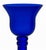Vintage Cobalt Blue Glass Candle Holders Pair Tall Pedestal Trumpet Style For Sale - Image 4 of 4
