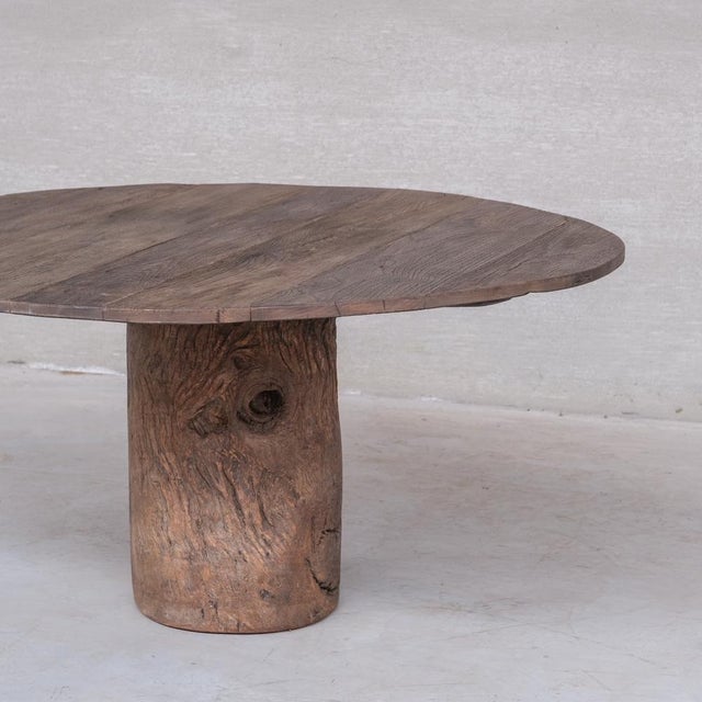 Belgian Primitive Wooden Circular Dining Table For Sale - Image 5 of 11
