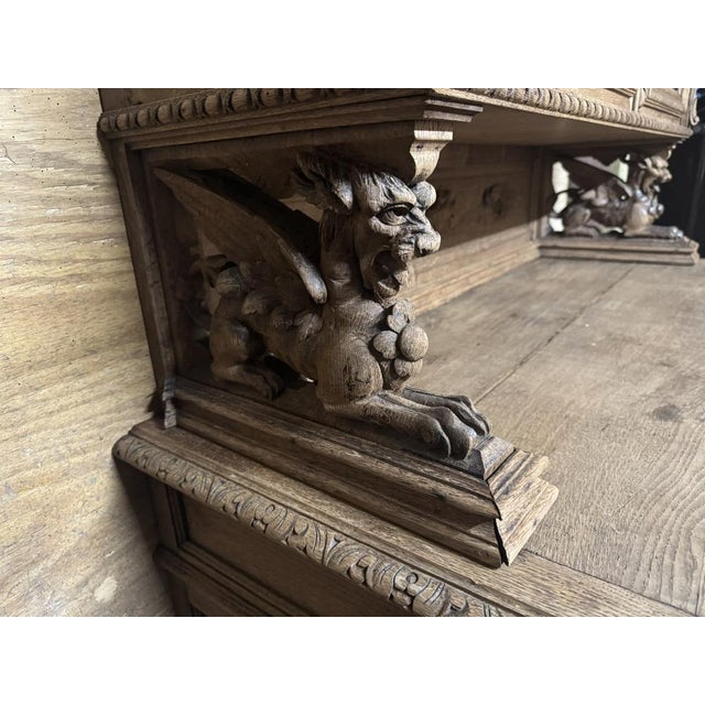 Brown French Carved Oak Hunting Cupboard, 1860 For Sale - Image 8 of 18