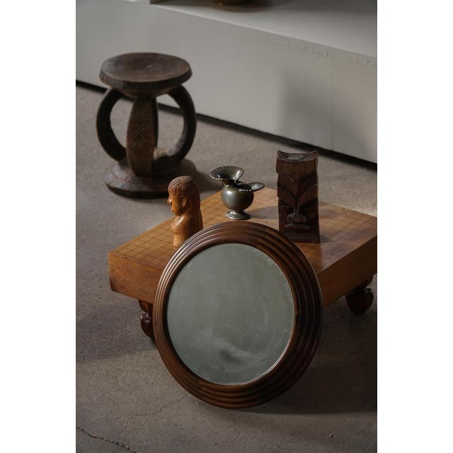 Vintage Round Wooden Decorative Wall Mirror, 1950s For Sale - Image 6 of 18