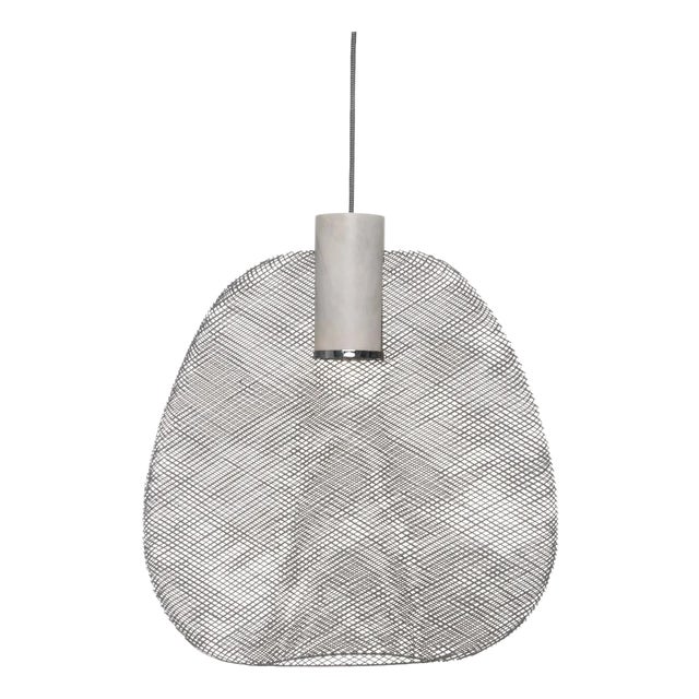 Galvanized Iron Wire Pendant, Grey, Large - Petiole Collection by Schema for Oggetti For Sale
