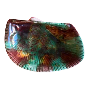 Antique 19th Century Wedgwood Tortoise Glaze Majolica Pottery Sea Shell Serving Dish