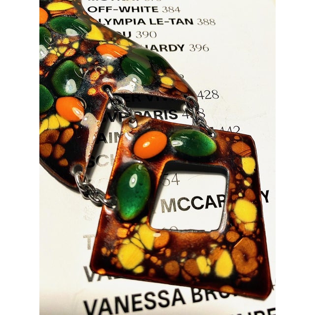 1970s 1970s Vintage Necklace Enamel Copper Statement Long For Sale - Image 5 of 6