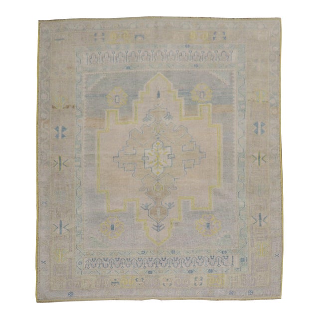 Square Vintage Turkish Oushak Rug For Sale