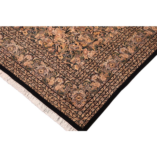 English Boho Chic Pak-Persian Black/Gold Wool Rug - 9'10'' X 14'3'' For Sale - Image 3 of 8