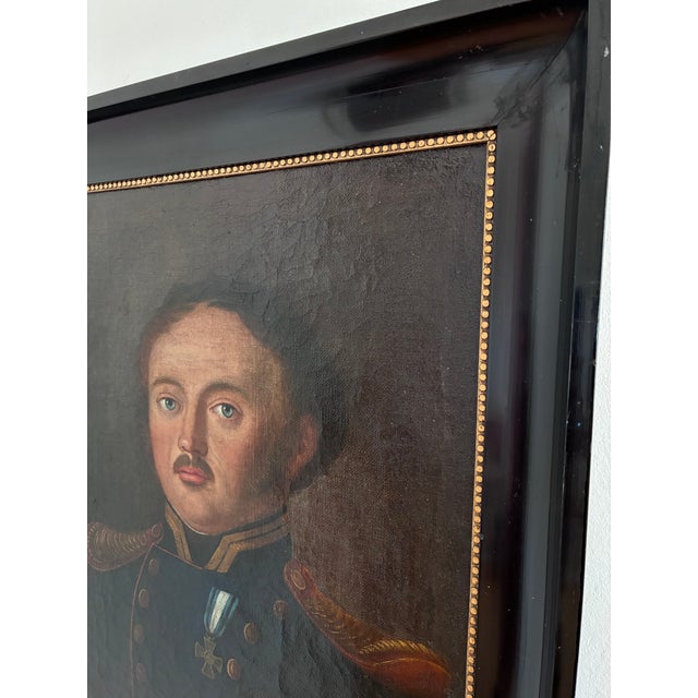Antique Original Oil Painting of an Officer, Large Gentleman Portrait Painting For Sale - Image 6 of 11