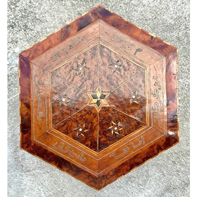 Brown Vintage Boho Syrian Inlay Folding Drinks Table For Sale - Image 8 of 12
