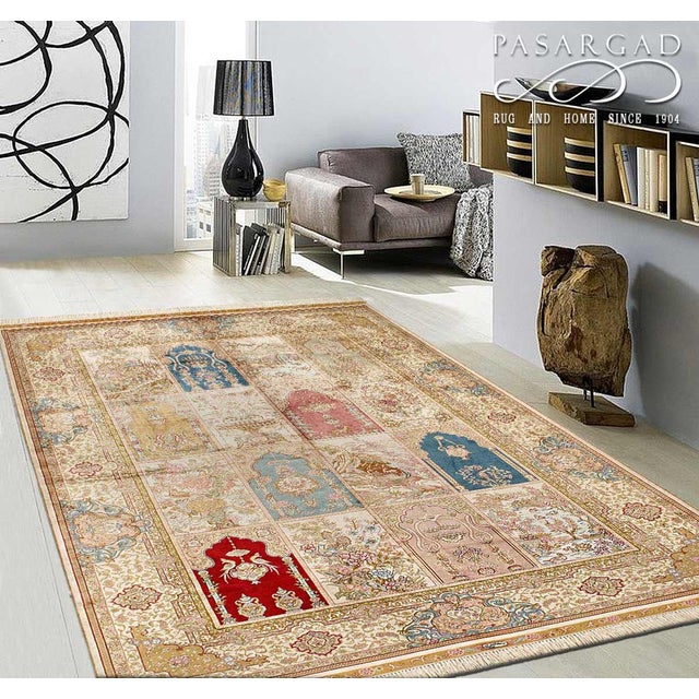 Pasargad DC Hand Knotted Pure Silk Rug For Sale - Image 4 of 4