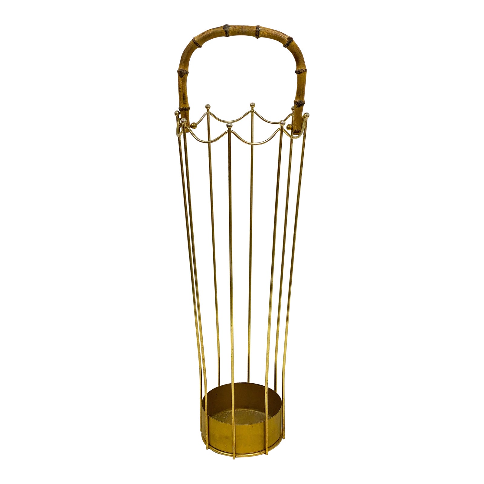 Hollywood Regency Style Brass & Bamboo Umbrella Stand Chairish