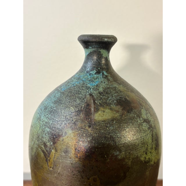 Ceramic Large Vintage American Studio Ceramic Raku Bud Vase, 1999 For Sale - Image 7 of 8