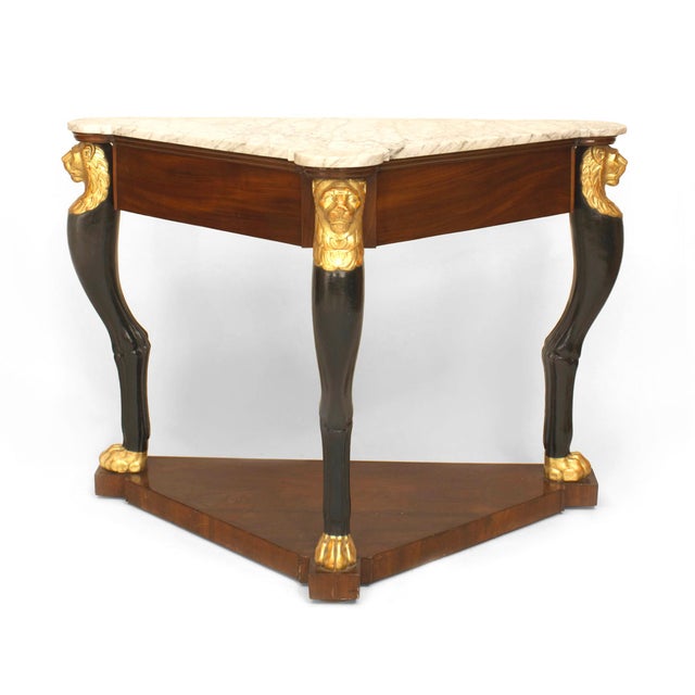 A Fine French Empire Triangular Console Table With Gilt Lion Heads Chairish