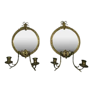 Late 20th Century Victorian Bronze Wall Sconces - a Pair