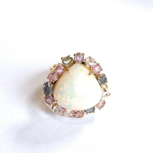 Early 21st Century Bochic "Orient" Opal & Fancy Multi Color Pastel Sapphires In 18K Gold & Silver For Sale - Image 5 of 18
