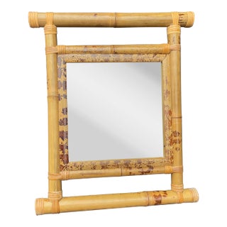 1990s Chunky Bamboo Framed Mirror For Sale