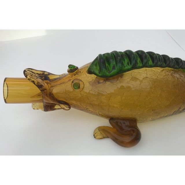 Italian Mid Century Blown Glass Alligator Wine Bottle For Sale - Image 4 of 13
