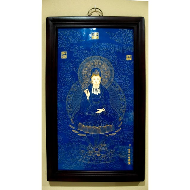 Early 20th Century Chinese Porcelain Buddhist Temple Plaque For Sale In Portland, OR - Image 6 of 6