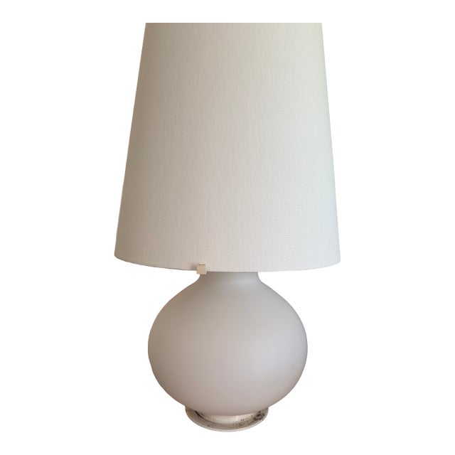 Pair of Medium White Glass Tables Lamp Attributed to Max Ingrand for Fontana Arte Model 1853, Italy For Sale