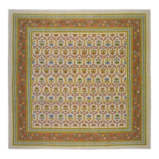 Vintage Chinese Art Deco Knotted Wool Rug, 10'9''x10'6'' For Sale