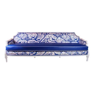 Vintage Blue Boho Folk Enchanted Nature Print Sofa