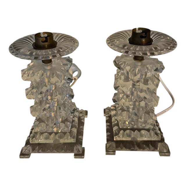 Acrylic Glass Bedside Lamps, Set of 2 For Sale