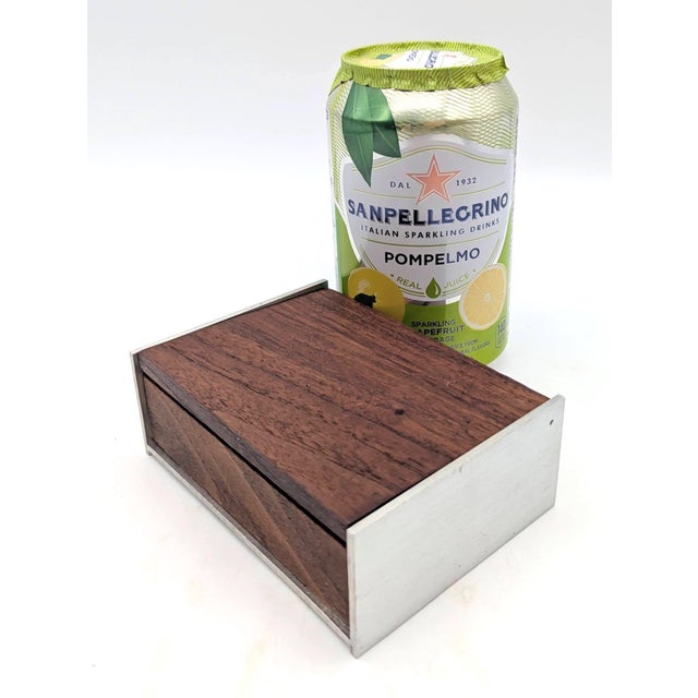 Wood Mid 20th Century Walnut Wood & Brushed Aluminum Cigarette or Trinket Box For Sale - Image 7 of 10