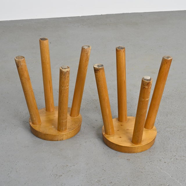 Charlotte Perriand Stools by Charlotte Perriand for Les Arcs, 1960s, Set of 2 For Sale - Image 4 of 9