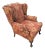 Vintage Chippendale Wingback Damask Armchair For Sale